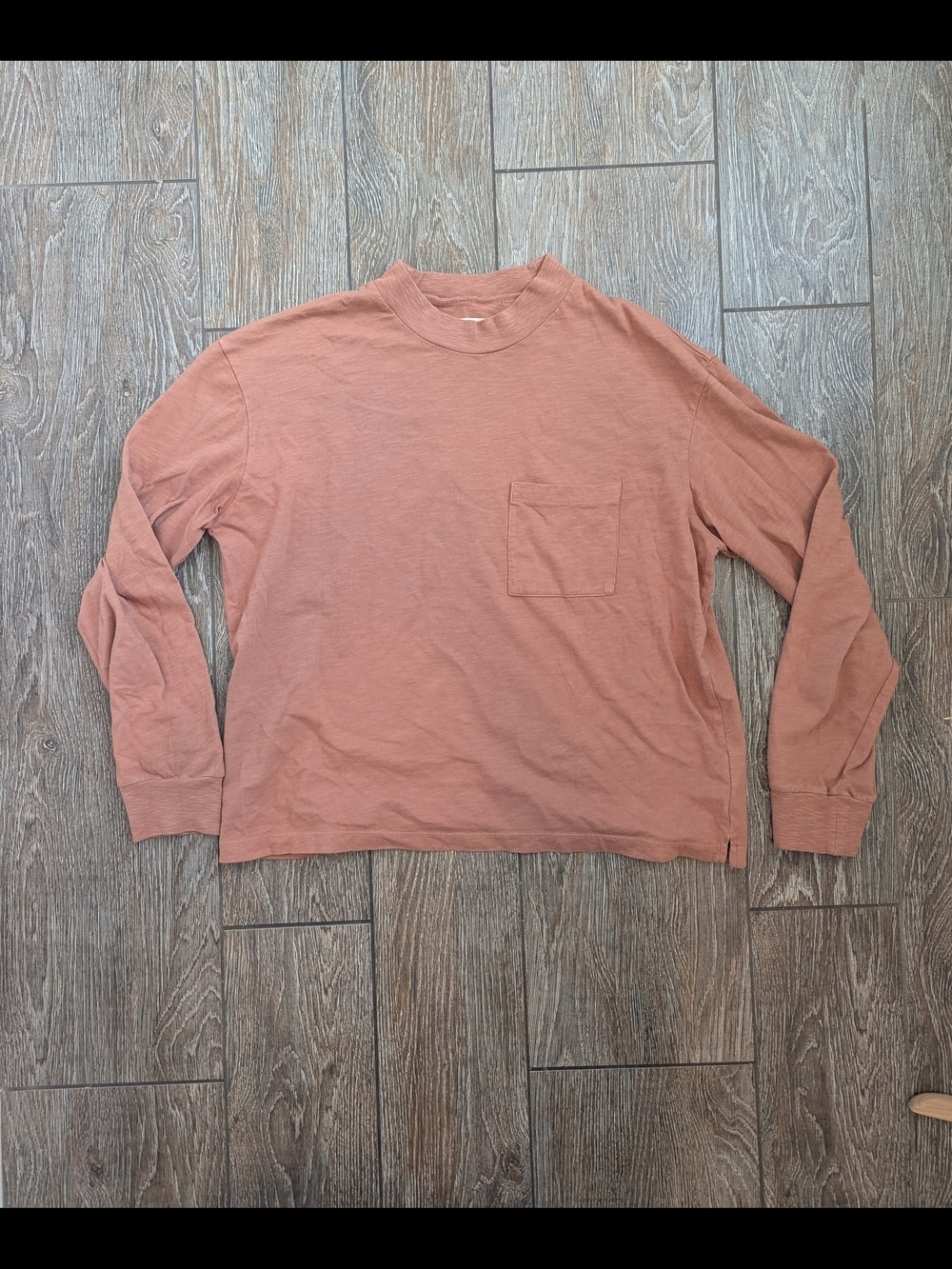 Madewell Crew Neck Long Sleeve Shirt Tee Medium 100% Cotton Burnt Orange